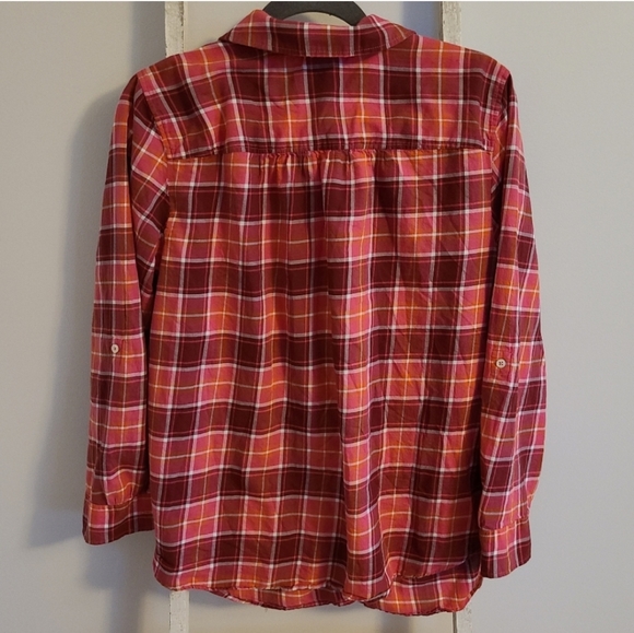 Talbots 1X plaid button down long sleeve fall top - Picture 4 of 4